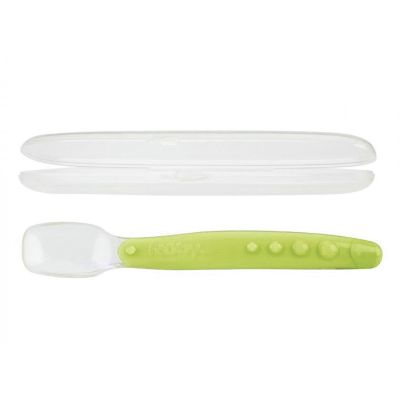 Силіконова ложка з контейнером Nuby жовта (5555/5555ylw)