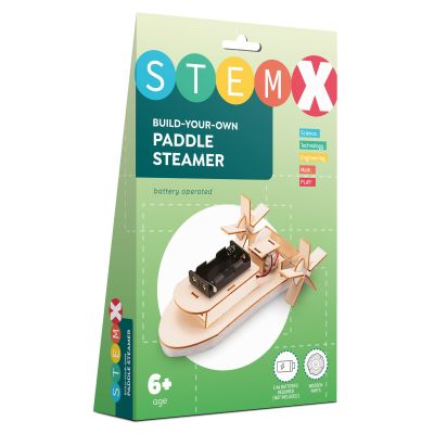 3D пазл StemX Дерев'яний колісний пароплав на батарейках (73728)