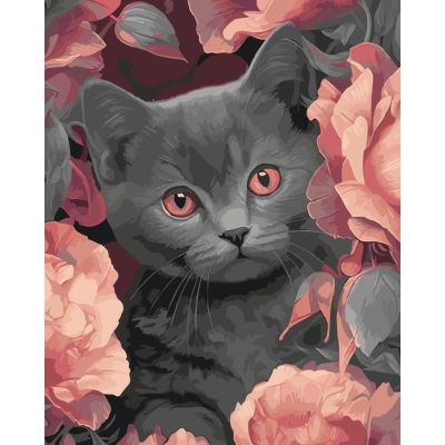 Картина за номерами Art Craft Сірий котик 40 х 50 см (11563-AC)