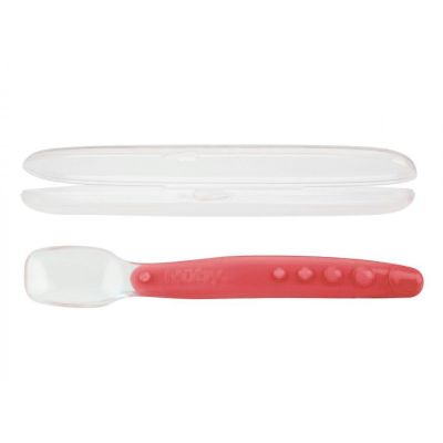 Силіконова ложка з контейнером Nuby рожева (5555/5555pnk)