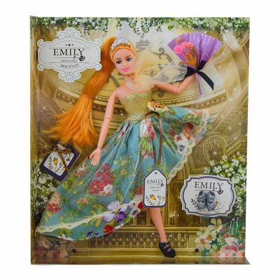 Лялька Emily Руденька у квітковій блакитній спідниці (QJ078/QJ078D-2)