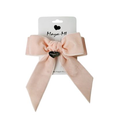 Заколка Мауа-МІ Оксамитовий бант Сердечко пудровий (0199-0142-3)