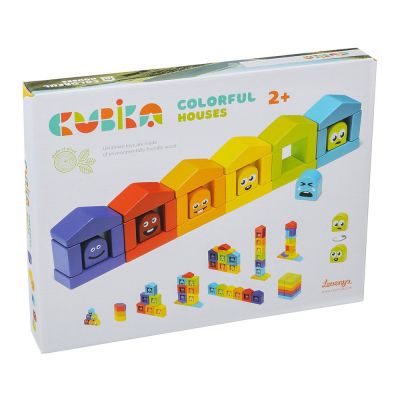Дерев'яний конструктор Cubika Кольорові будиночки (14866)