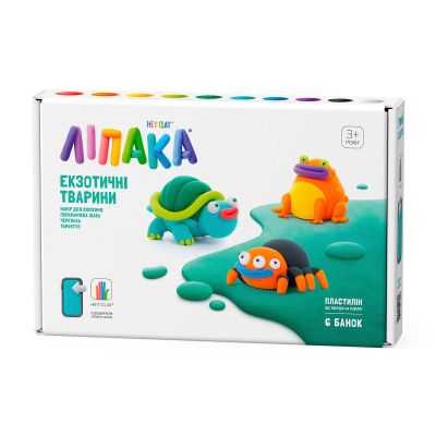 Набір пластиліну Ліпака Екзотичні тварини Тарантул, черепаха, помаранчева жаба (60050-UA01)