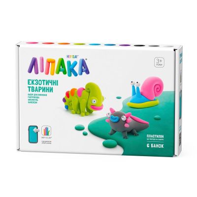 Набір пластиліну Ліпака Екзотичні тварини Хамелеон, гастропода, аксолотль (60049-UA01)