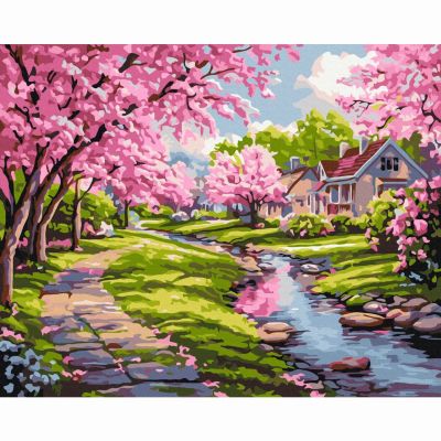 Картина за номерами Brushme Сакура біля дому 40х50 см (BS54231)