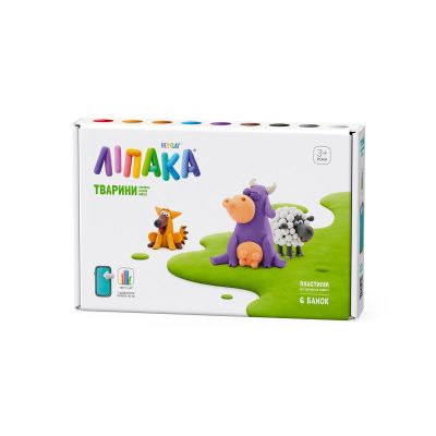 Набір пластиліну Ліпака Корівка, песик, вівця (60024-UA01)