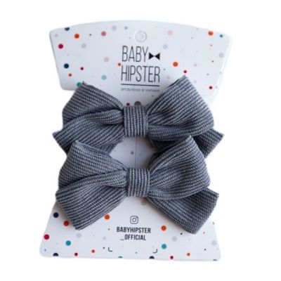 Бантики Baby Hipster Мікровельвет сірий 2 штуки (2110000049225)