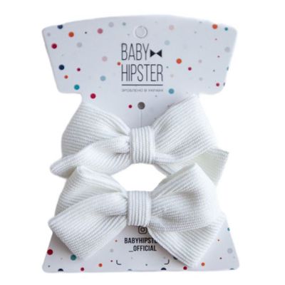 Бантики Baby Hipster Мікровельвет білий 2 штуки (2110000049218)