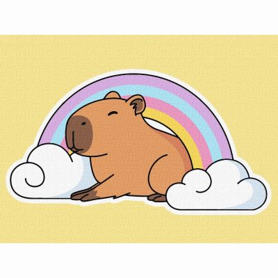 Картина за номерами Ідейка Капібара і веселка 30х40 см (KHO6747)