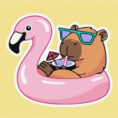 Картина за номерами Ідейка Капібара у відпустці 40х40 см (KHO6743)