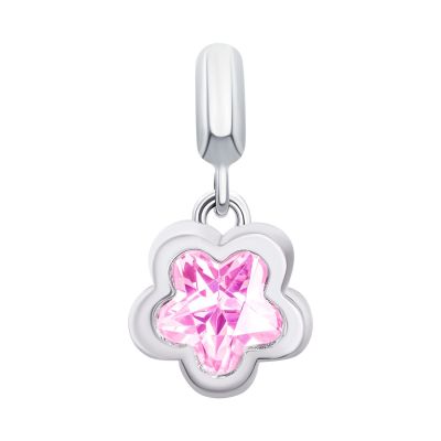 Кулон UmaUmi Like Mom Квітка сяюча з рожевим фіанітом (2210000025721)