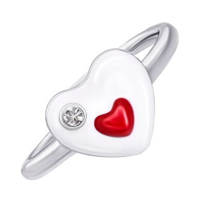 Каблучка UmaUmi Symbols Серце в серці з біло-червоною емаллю та фіанітом (2210000018839)