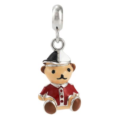 Кулон UmaUmi Ведмедик у кепці срібло червоний (9885419523118)