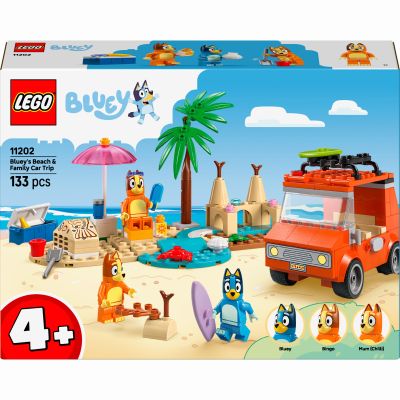 Конструктор LEGO Bluey Пляж і сімейна поїздка на автомобілі Блуї (11202)