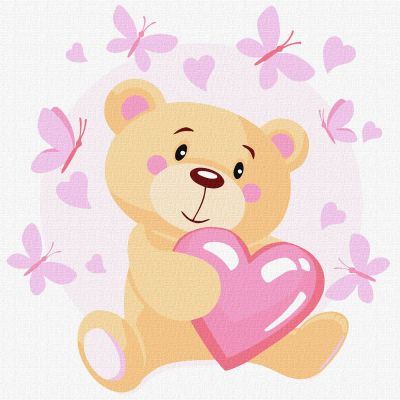 Картина за номерами Ідейка Маленький ведмедик 30 х 30 см (KHO6084)