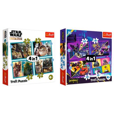 Набір пазлів Trefl Мандалоріан та Зустрічайте транспорт Бетмена 4 в 1 в асортименті (34397/34658)