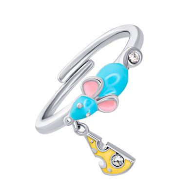 Каблучка UmaUmi Pets Мишеня з сиром із блакитною, жовтою емаллю (2210000018389)