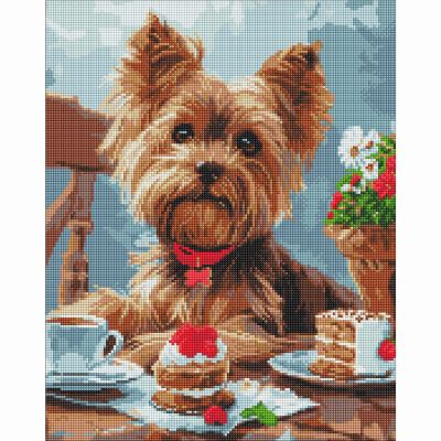 Алмазна мозаїка Ідейка Чаювання йорка 40 х 50 см (AMO8042)