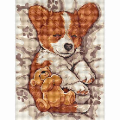 Алмазна мозаїка Ідейка Сонний коргі 30 х 40 см (AMO8044)