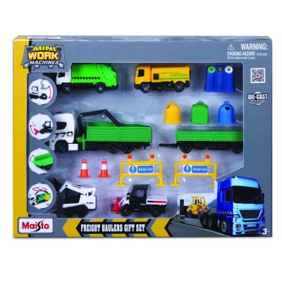 Ігровий набір Maisto Mini work machines Білий тягач з зеленим контейнером (12630/3)