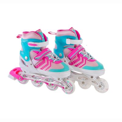 Роликові ковзани Shantou Jinxing рожево-білі розмір 34-38 (RL2411/2)