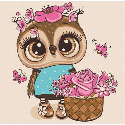 Картина за номерами Art Craft Совеня з квітами 30 х 30 см (15515-AC)