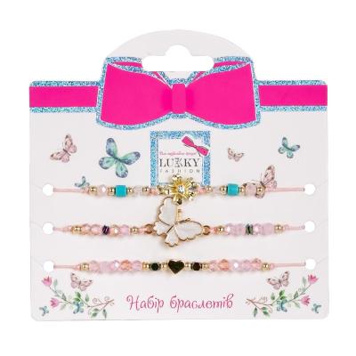 Набір браслетів Lukky Fashion З рожевими метеликами (T24604)