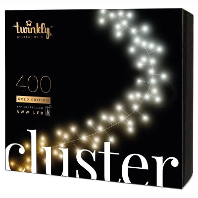 ​Гірлянда Smart LED Twinkly Cluster AWW 400 IP44 6м кабель чорний (TWC400GOP-BEU)