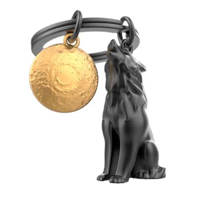 Брелок Metalmorphose Matt bullet plated wolf with pearl gold plated Moon (8000021004149)
