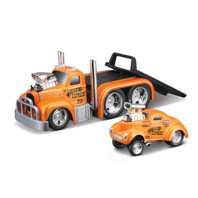 Ігровий набір Muscle machines Трейлер-транспортер та машинка 1953 MACK B-61 Flatbed та 1941 Willys Couper Gassea (11532/4)