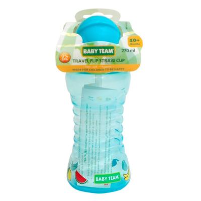 Поїльник Baby Team для подорожей з трубочкою 300 мл асортимент (5005)