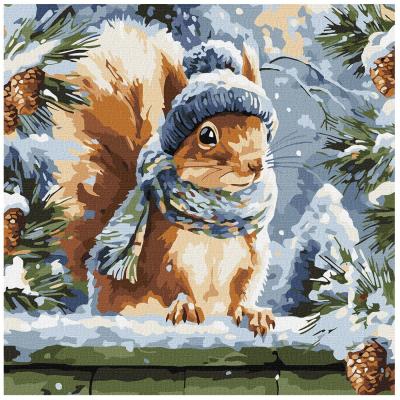 Картина за номерами Ідейка Зимове білченя 40х40 см (KHO6841)