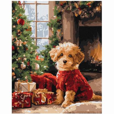 Картина за номерами Ідейка Пудель біля ялинки 40 х 50 см (KHO6832)