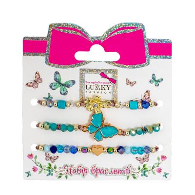 Набір браслетів Lukky Fashion з блакитними метеликами (T24605)
