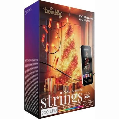 ​Гірлянда Smart LED Twinkly Strings Candle RGB 200 IP20 12м USB-C кабель зелений (TWKC200RGB-G)