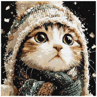 Картина за номерами Ідейка Сніговий котик 40х40 см (KHO6847)