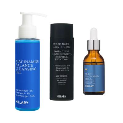 Комплекс для очищення та боротьби з висипаннями з ніацинамідом Hillary Cleanse & Blemish Control Set with Niacinamide