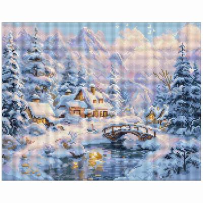 Алмазна мозаїка Ідейка Зимовий затишок серед гір 40 х 50 см (AMO20001)