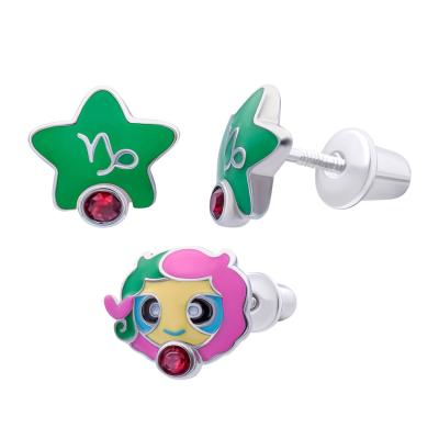 Сережки UmaUmi Козоріг з бордовим талісманом (2210000015449)