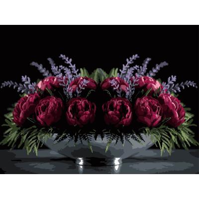 Картина за номерами Strateg Квітковий настрій на чорному фоні 30 х 40 см (FH-38)