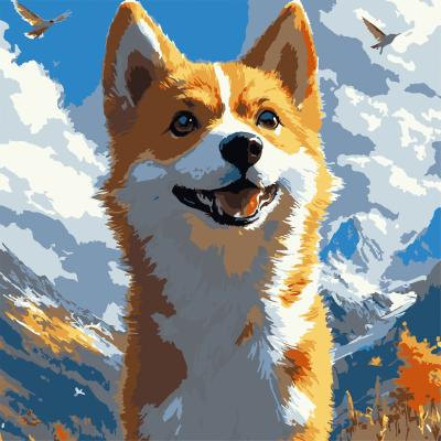 Картина за номерами Strateg Коргі на вітрі 30 х 30 см (ES-0905)