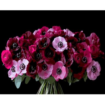 Картина за номерами Strateg Червоні анемони на чорному фоні 40 х 50 см (AH1288)