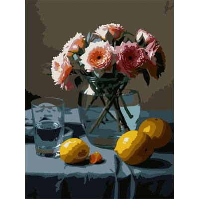 Картина за номерами Strateg Квіти й лимони 30 х 40 см (SS-1316)