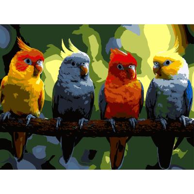 Картина за номерами Strateg Яскраві папуги 30 х 40 см (SS-1267)