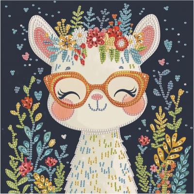 Алмазна картина Brushme Лама в квітах 25 х 25 см (DBS52201)