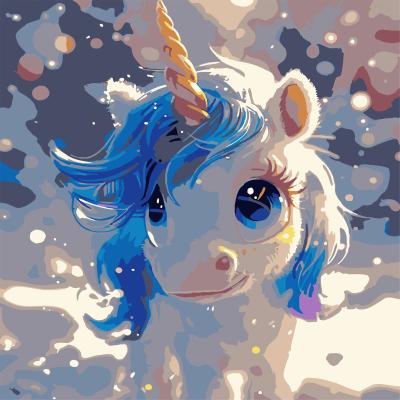 Картина за номерами Strateg Блакитний єдиноріг 30 х 30 см (ES-0911)