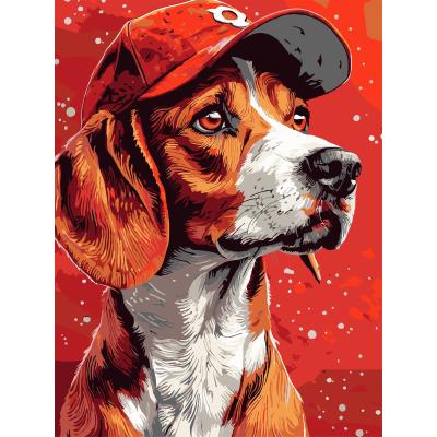 Картина за номерами Strateg Пес у кепці 30 х 40 см (SS-1260)