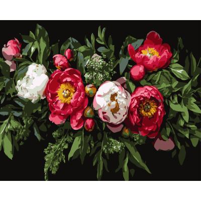 Картина за номерами Strateg Квіткова композиція на чорному фоні 40 х 50 см (AH1249)
