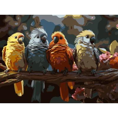 Картина за номерами Strateg Птахи на гілці 30 х 40 см (SS-1305)